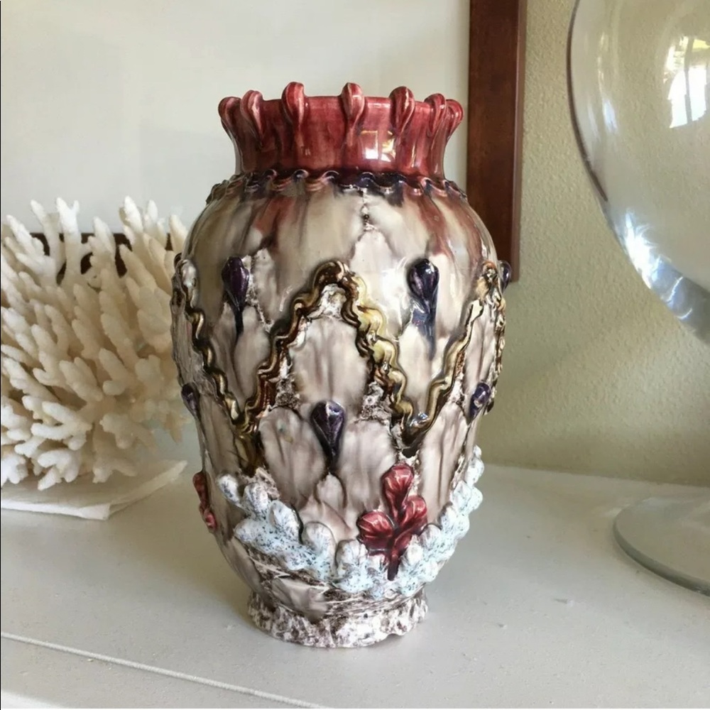 Fratelli Fanciullacci Mid Century Italy Vase Cake aiding Deip Glaze Brown/Maroon